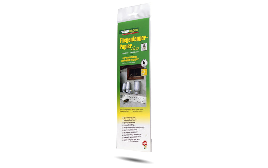Windhager Fliegenfänger Papier ECO giftfrei mit Naturleim für Innenräume Garteneinrichtung Windhager