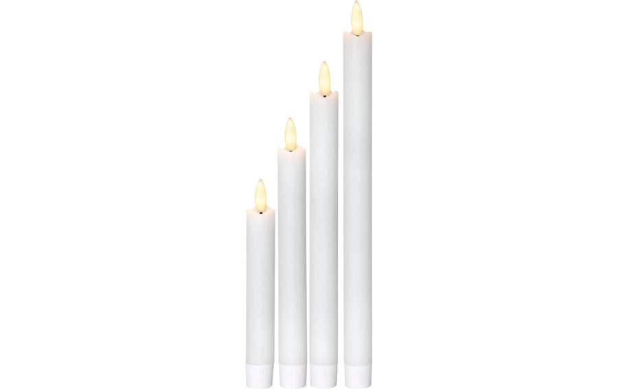 Star Trading LED-Stabkerzen Set Dinner Flamme Ø 2.1x28.5 cm, Weiss, 4 Stk